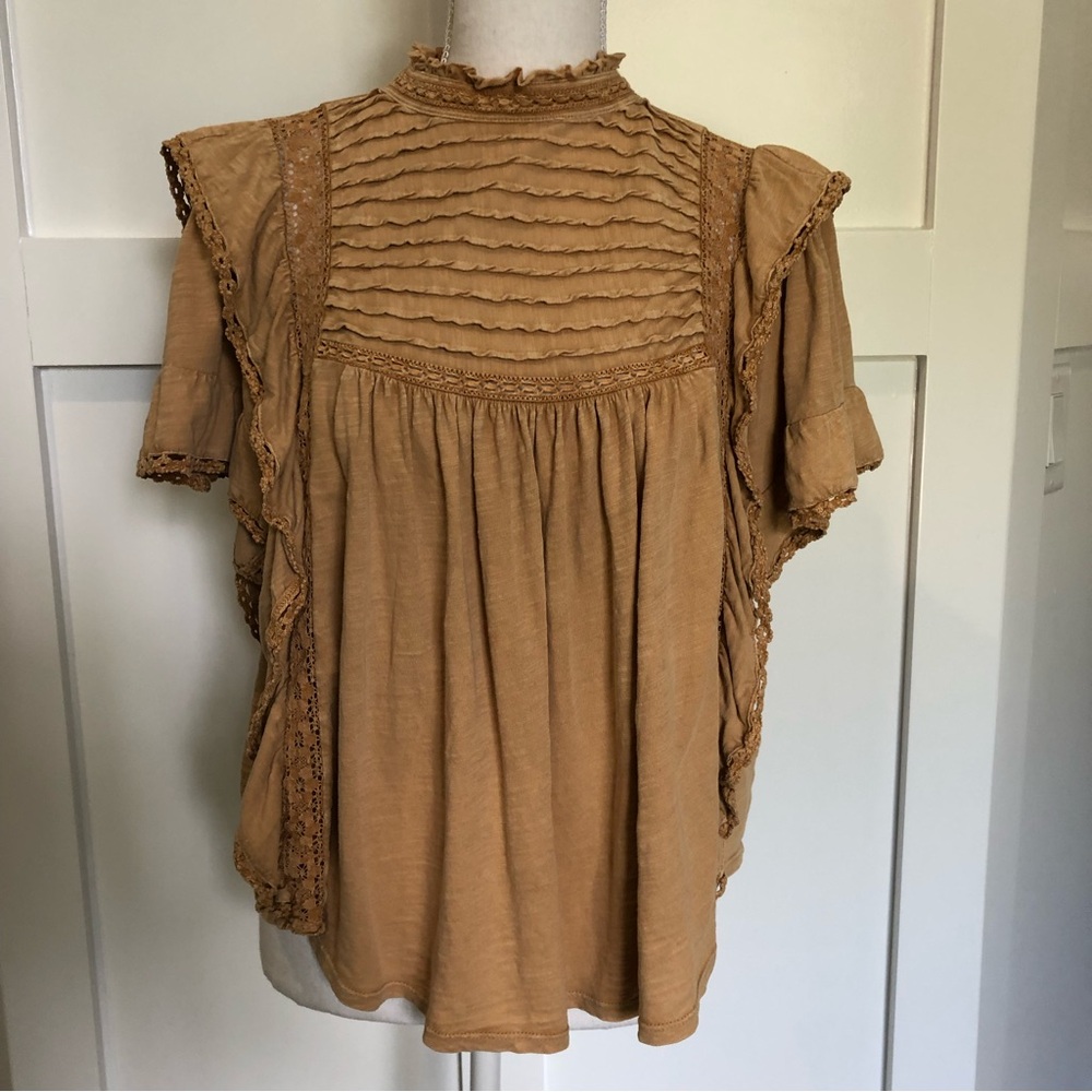 Free People ruffled short sleeve top